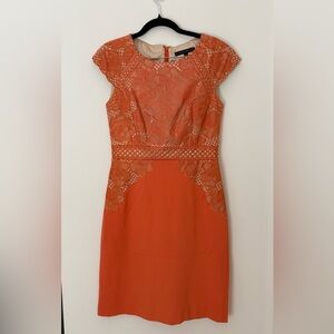 ANTONIO MELANI Vibrant Orange Lace Dress